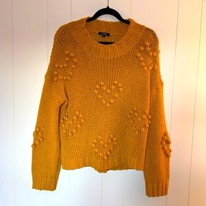 Cocobleu Gold Heart Pom Pom Sweater Size L